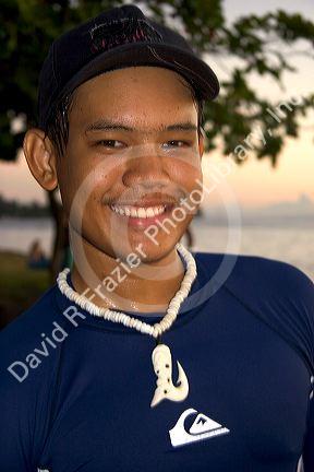 Teenage tahitian boy on the island of Tahiti.