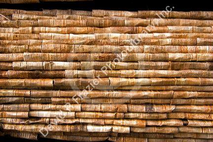 Palm frond thatch used for traditional roofing on the island of Moorea.