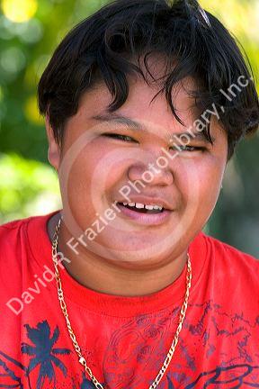 Tahitian teenage boy on the island of Moorea.