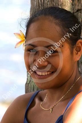 Tahitian woman on the island of Moorea.