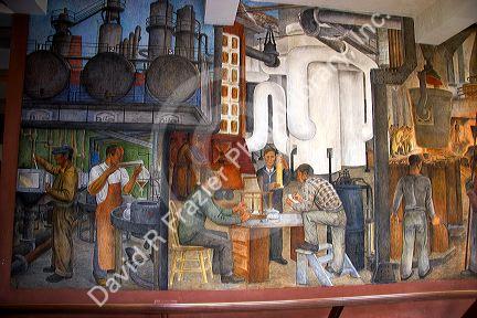 Mural in the interior of Coit Tower at San Francisco, California.