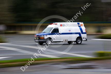Ambulance in motion.