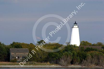 Ocracoke Lighthouse on Ocracoke Island in North Carolina.