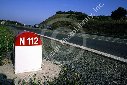 Milestone Highway marker designates the number of the route in France.