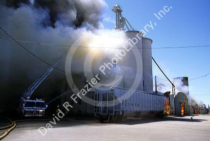Grain elevator and lumber yard fire in Nampa, Idaho.