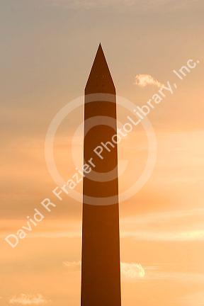 The Washington Monument at sunset in Washington, D.C.