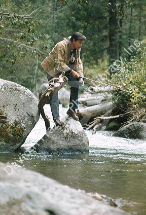 Frank Church fishing in the Challis National Forest, Idaho.