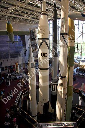 Space rockets displayed at the National Air and Space Museum in Washington, D.C.