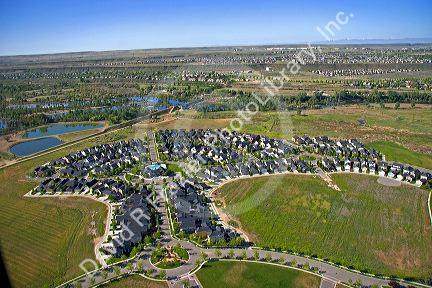 Aerial view of Harris Ranch subdivision in Boise, Idaho.