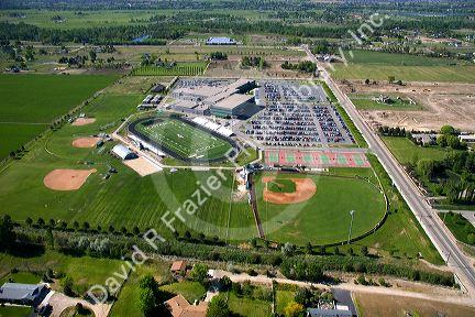 Aerial view of Eagle High School in Eagle, Idaho.