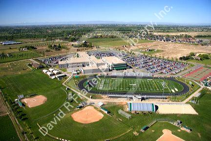 Aerial view of Eagle High School in Eagle, Idaho.