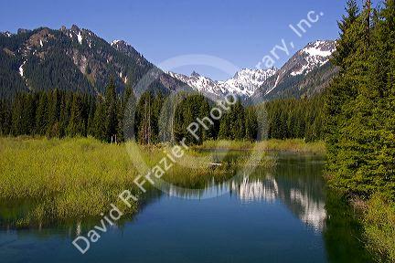 Scenic view of the Washington Cascade Mountains near Snoqualmie, Washington.