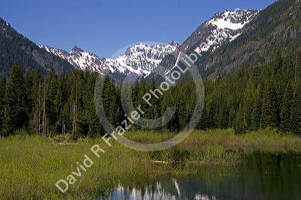 Scenic view of the Washington Cascade Mountains near Snoqualmie, Washington.