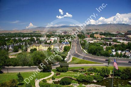 A view of Capitol Boulevard and downtown Boise, Idaho.