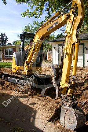 Track mounted backhoe on a construction project in Boise, Idaho.