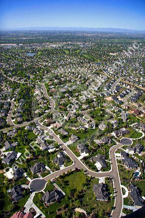Aerial view of housing developements in Eagle, Idaho.