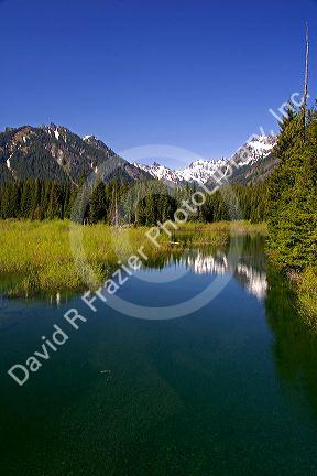 Scenic view of the Washington Cascade Mountains near Snoqualmie, Washington.