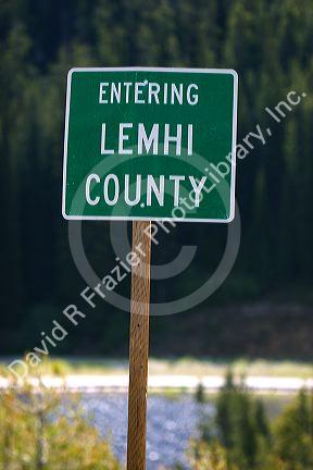 Entering Lemhi County road sign, Idaho.