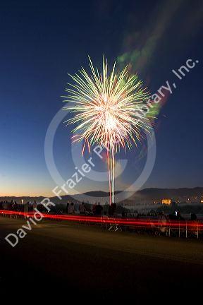 People watch a Fourth of July fireworks display in Boise, Idaho.
