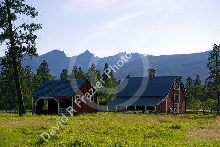 Red barn near Hamilton, Montana.