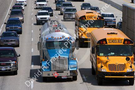 Heavy traffic on Interstate 84 near Boise, Idaho.