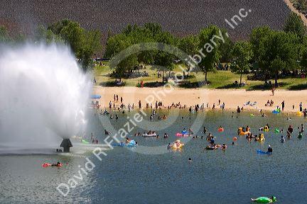 Beach scene at Sandy Point recreation area near Boise, Idaho.