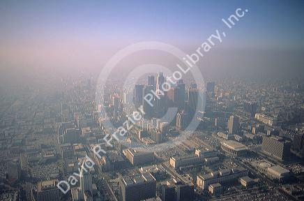 Smog and pollution over Los Angeles, California.