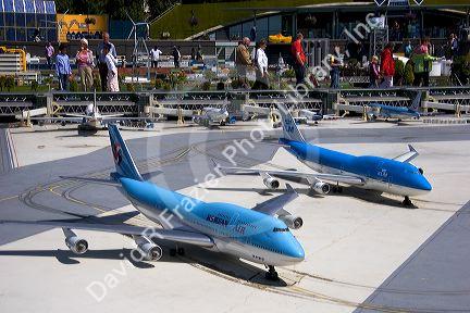 Model of the Schiphol Airport in the miniature city Madurodam at The Hague in the province of South Holland, Netherlands.