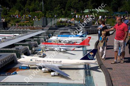 Model of the Schiphol Airport in the miniature city Madurodam at The Hague in the province of South Holland, Netherlands.