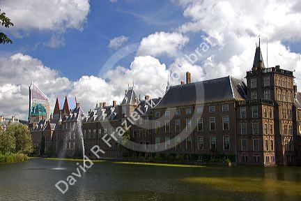 The Binnenhof government buildings at The Hague in the province of South Holland, Netherlands.