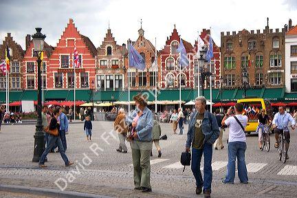 The Big Market Square in the city of Bruge in the province of West Flanders, Belgium.