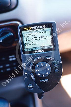 Global positioning device in rental car.