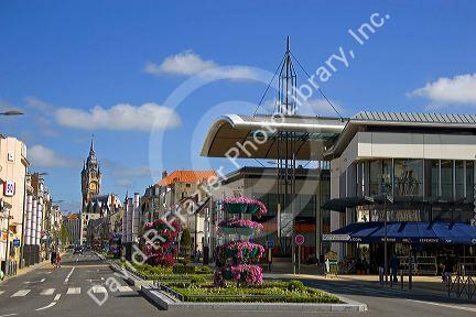 Street scene at the city of Calais in the department of Pas-de-Calais, France.