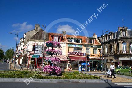 A street scene in the city of Calais in the department of Pas-de-Calais, France.