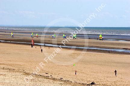 Land sailing on the beach at Le Touquet-Paris-Plage in the department of Pas-de-Calais, France.
