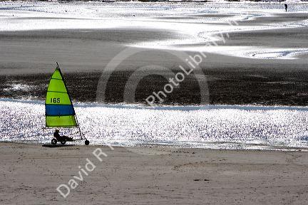 Land sailing on the beach at Le Touquet-Paris-Plage in the department of Pas-de-Calais, France.