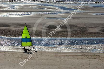 Land sailing on the beach at Le Touquet-Paris-Plage in the department of Pas-de-Calais, France.