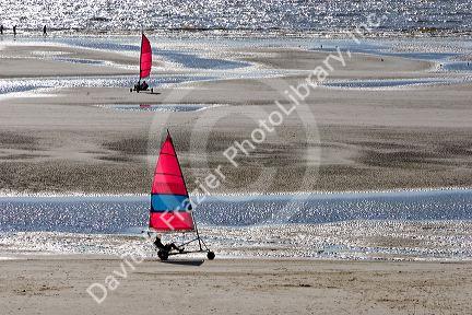 Land sailing on the beach at Le Touquet-Paris-Plage in the department of Pas-de-Calais, France.