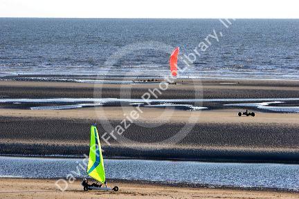 Land sailing on the beach at Le Touquet-Paris-Plage in the department of Pas-de-Calais, France.