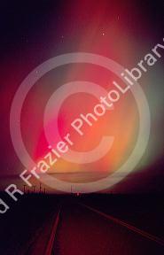 Aurora borealis, northern lights at midnight east of Boise, Idaho following an unusually intense solar storm.