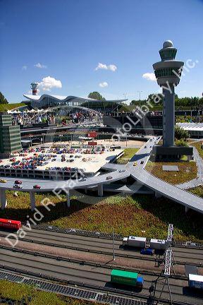 Model of the Schiphol Airport in the miniature city Madurodam at The Hague in the province of South Holland, Netherlands.