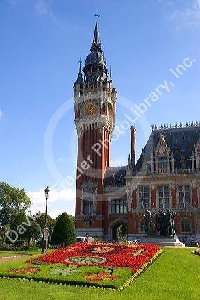 The Hotel de Ville at Calais in the department of Pas-de-Calais, France.