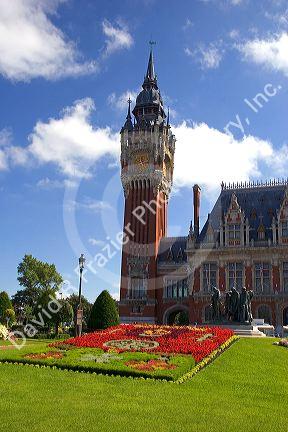 The Hotel de Ville at Calais in the department of Pas-de-Calais, France.