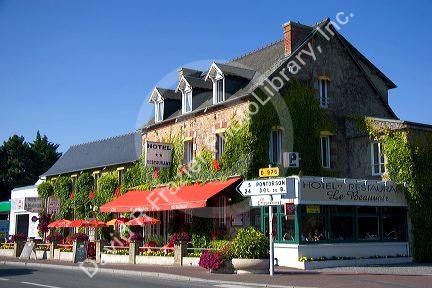 A hotel and restaurant at Beauvoit in the region of Basse-Normandie, France.