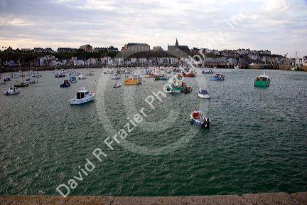 The harbor and coastal commune of Granville in the department of Manche, France.