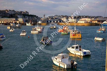 The harbor and coastal commune of Granville in the department of Manche, France.