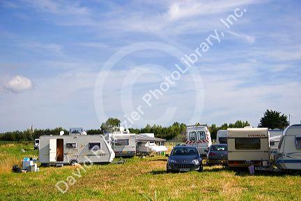 Camping in the region of Basse-Normandie, France.