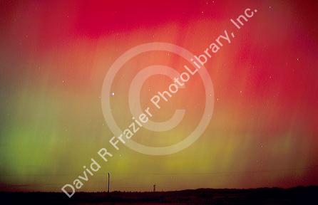 Aurora borealis, northern lights at midnight east of Boise, Idaho following an unusually intense solar storm.