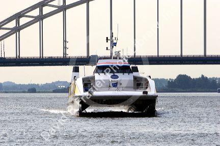 Ferry boat on the Nieuwe Maas river at Rotterdam, Netherlands.