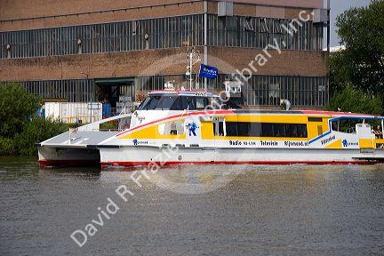 Ferry boat on the Nieuwe Maas river at Rotterdam, Netherlands.